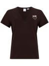 pinko - Brown cotton Turbato T-shirt with logo print - 6