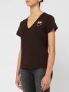 pinko - Brown cotton Turbato T-shirt with logo print - 8