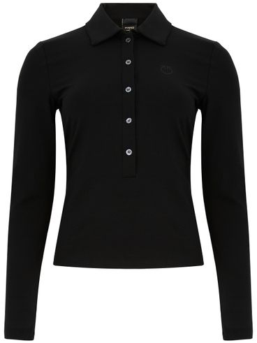 PINKO - Black Portafoto polo with buttons