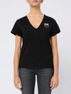 pinko - Black cotton Turbato T-shirt with logo print - 1