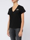 pinko - Black cotton Turbato T-shirt with logo print - 2