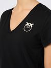 pinko - Black cotton Turbato T-shirt with logo print - 4