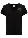 pinko - Black cotton Turbato T-shirt with logo print - 8