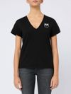 pinko - Black cotton Turbato T-shirt with logo print - 9