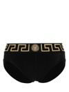 versace - Stretch cotton briefs shorts with Greek key pattern and logo