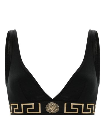 VERSACE - Triangle bra in stretch cotton with Greek key pattern