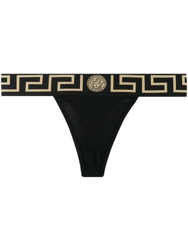 VERSACE - Stretch cotton slip with Greek border