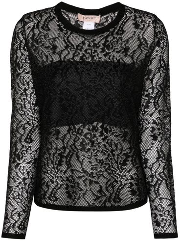 TWINSET - Fine long sleeves knit with lace effect