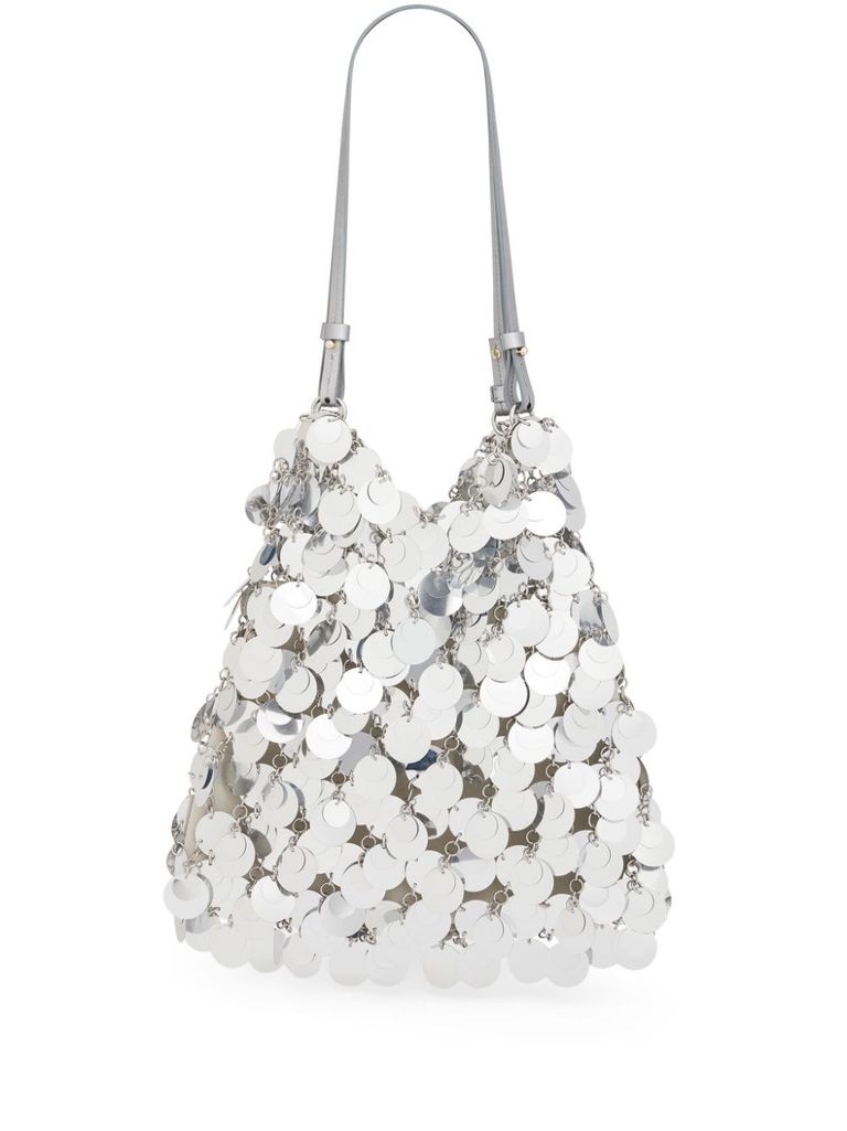Rabanne Large Sparkle Discs Shoulder Bag In Silver