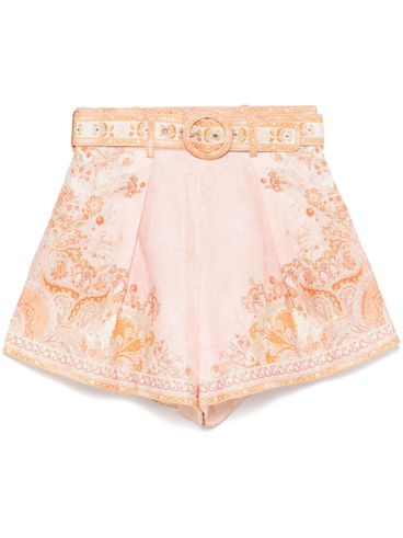 ZIMMERMANN - Shorts Acacia con stampa floreale e cintura in vita