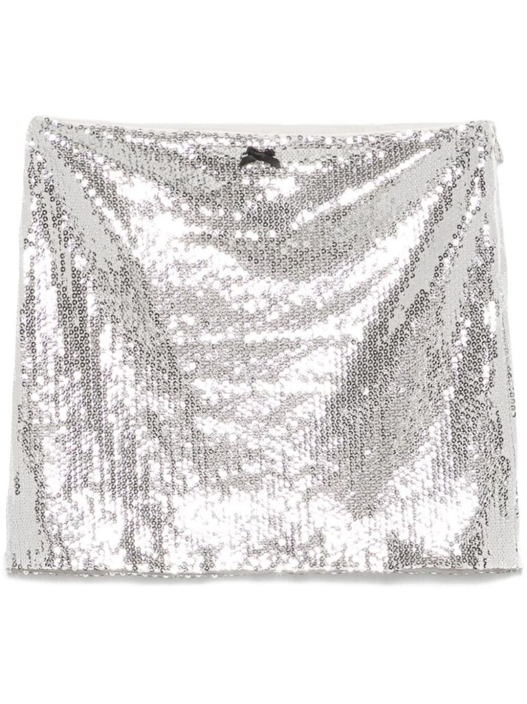 Rotate Birger Christensen Sequinned Mini Skirt In Silver