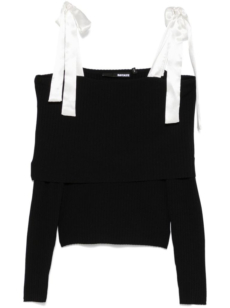 Rotate Birger Christensen 'long-sleeved Off-should In Black