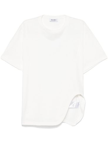 THE ATTICO - White cotton t-shirt with a slit