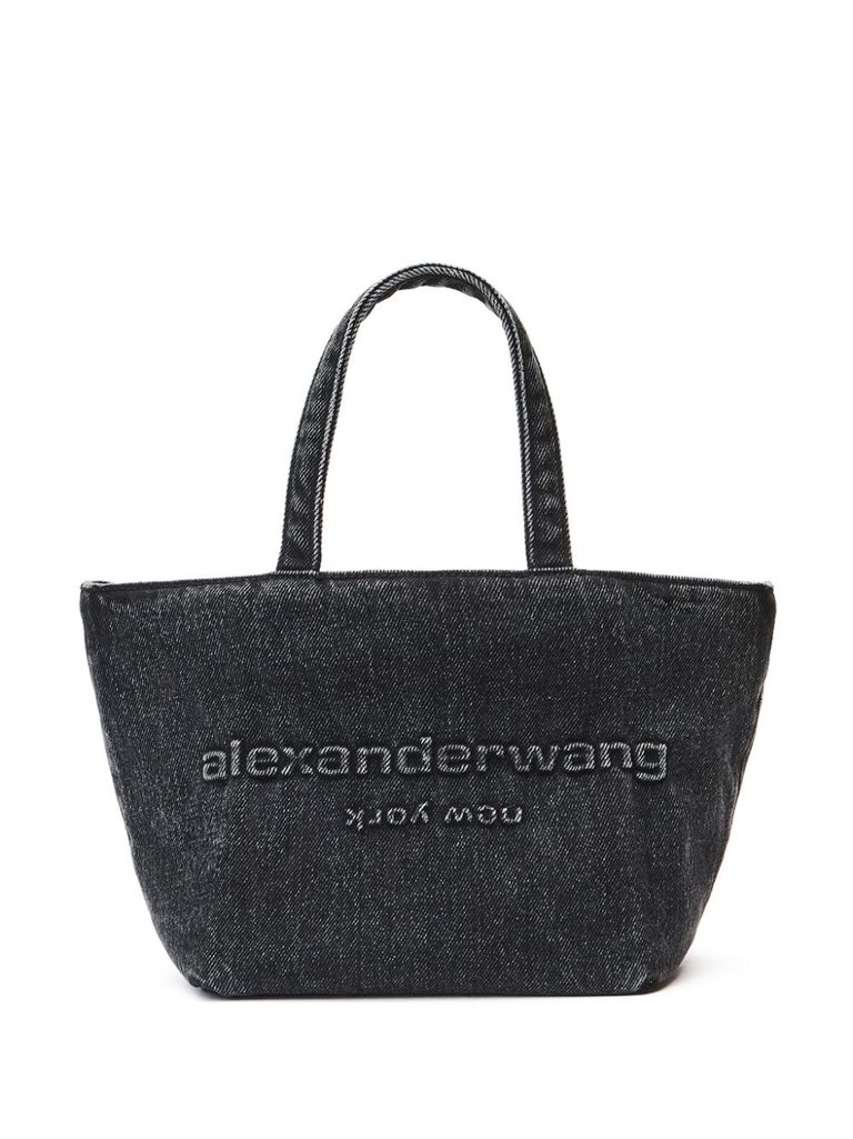 ALEXANDER WANG SMALL PUNCH DENIM SHOPPING BAG