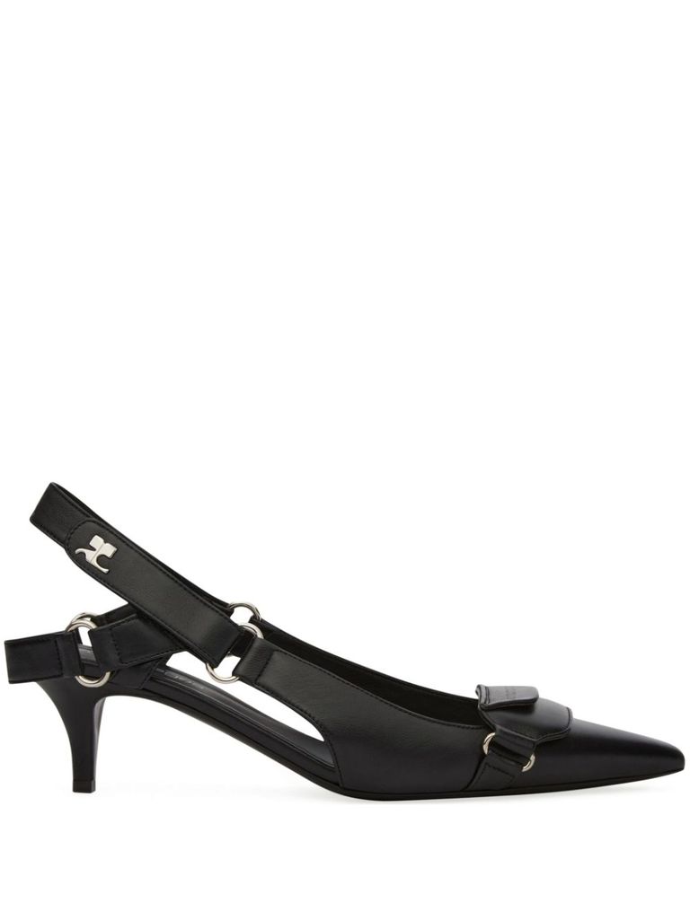 Courrèges Racer Pointed-toe Slingback Pumps In Black
