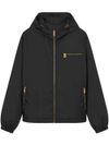 versace - Giacca nera con zip dorata e Cappuccio