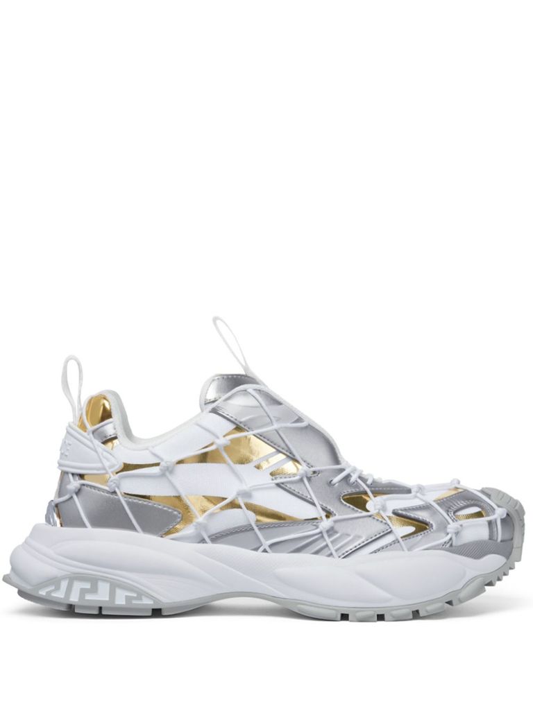 Versace Mercury M_vs_03 Rope, Leather And Mesh Sneakers In White