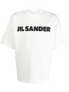 jil sander - T-shirt in cotone con stampa logo frontale