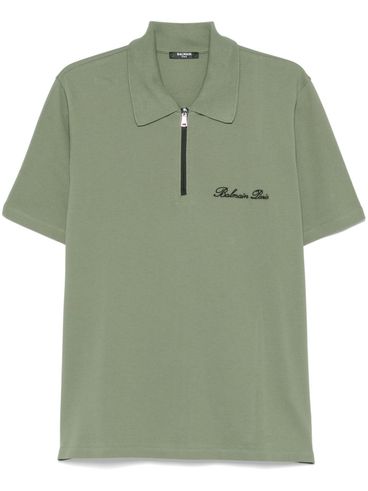 BALMAIN - Polo with Zip Collar and Logo on the Chest