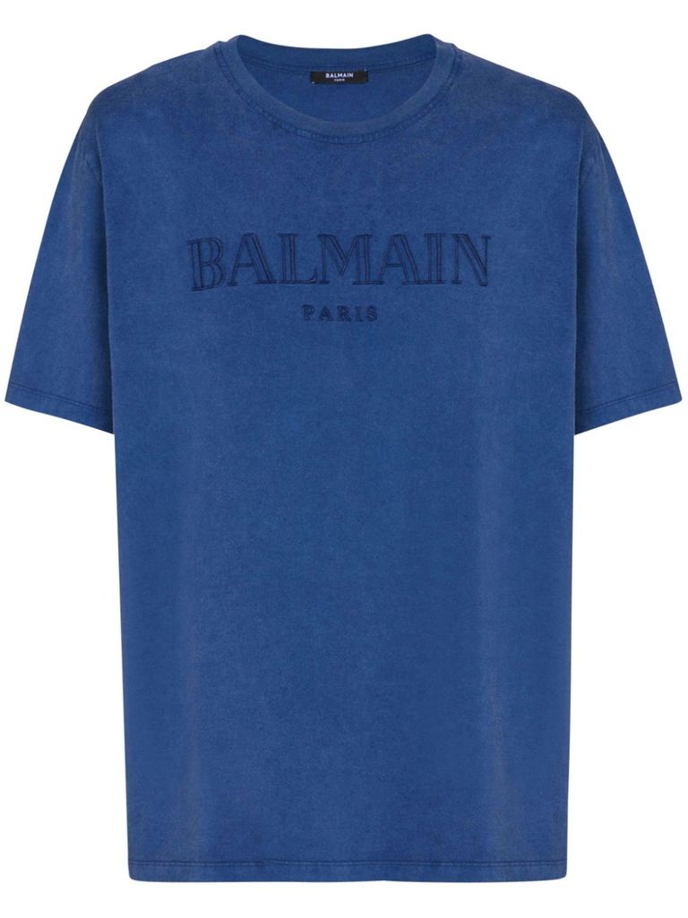Shop Balmain Blue T-shirt With Logo