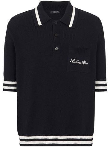 BALMAIN - Polo in cotone con  logo sul petto