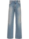 balmain - Distressed and Ripped Blue Jeans