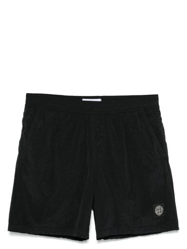 STONE ISLAND - Shorts mare nero con Logo