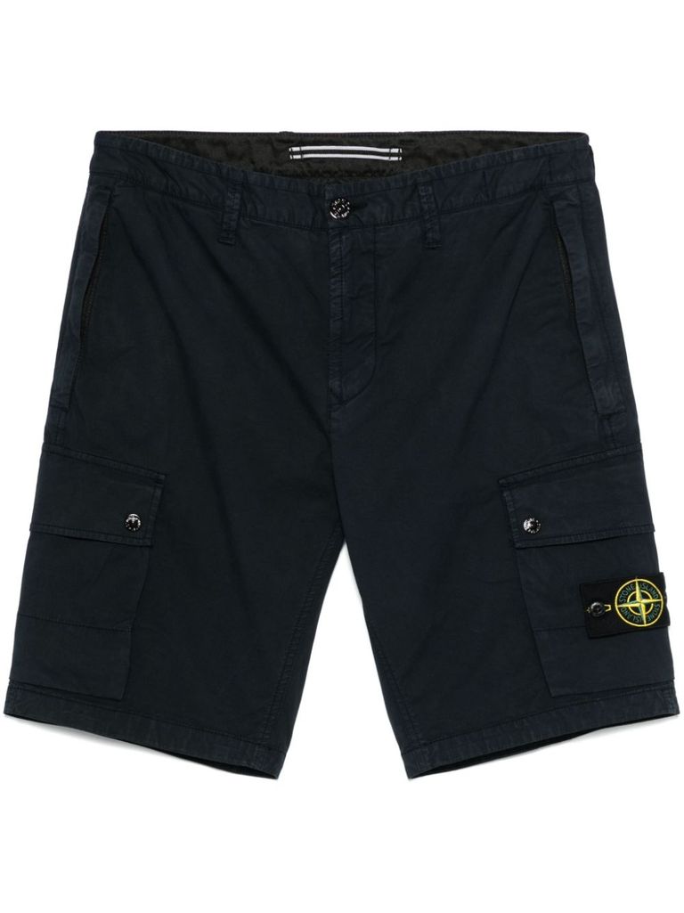 Shop Stone Island Blue Navy Shorts With Compass Logo
