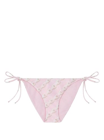 VERSACE - Slip bikini rosa in seta con stampa grafica