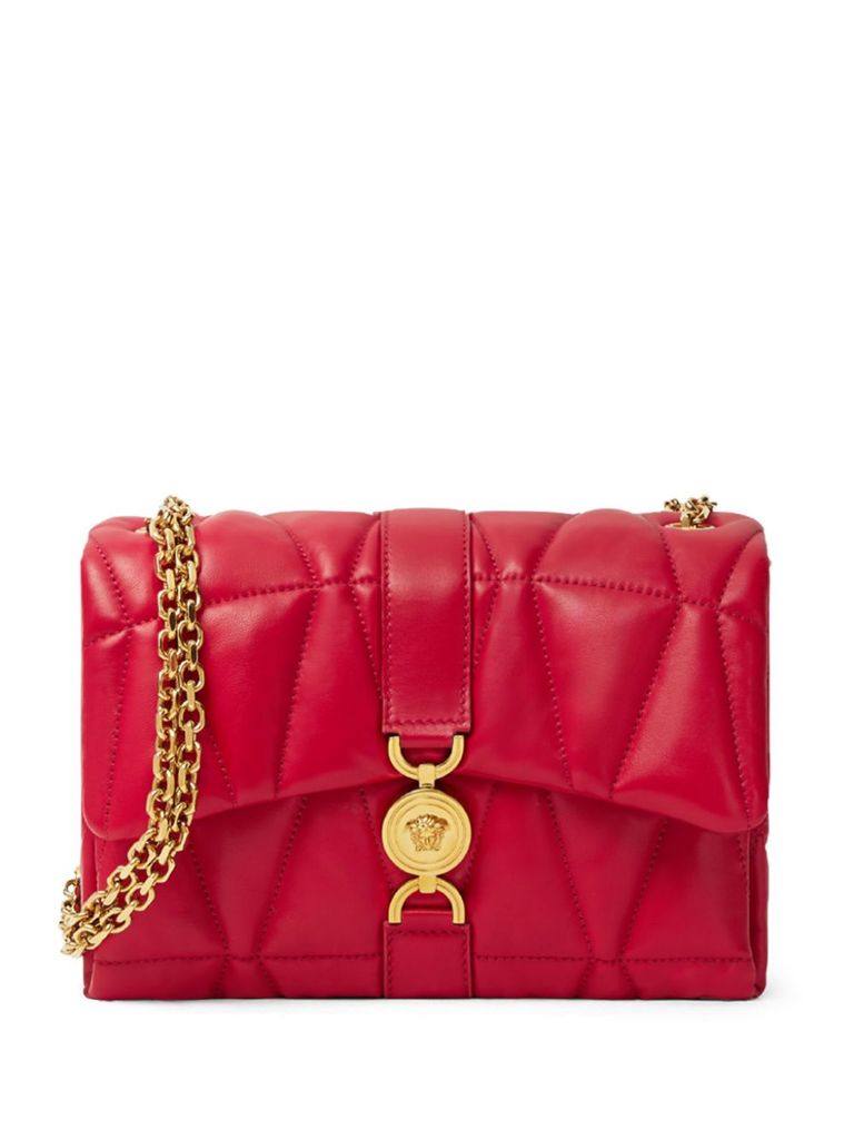 Shop Versace Red Bag With Buckle And Gold Chain