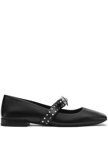 VERSACE - Gianni Ribbon leather ballerina flats with studded bow