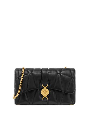 VERSACE - Black quilted bag with gold chain shoulder strap