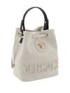 versace - Beige leather bucket bag with drawstring closure - 2