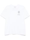 casablanca - T-shirt in cotone bianco con stampa colonna