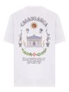 casablanca - T-shirt in cotone bianco con stampa - 4