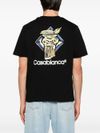 casablanca - T-shirt in cotone nero con stampa colonna - 2