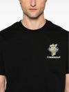 casablanca - T-shirt in cotone nero con stampa colonna - 3