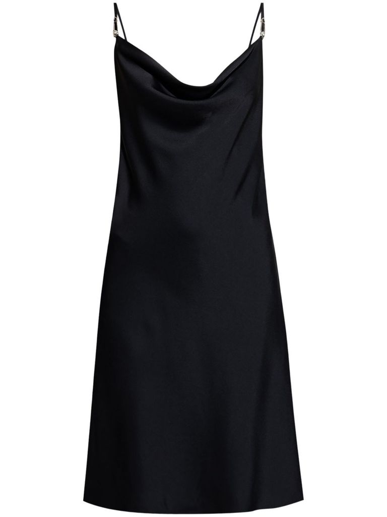 【関税＆送料込み】Versace Black Short Dress With Thin Stra Crystal Mini Dress Black | VERSACE US