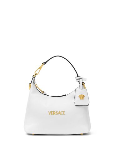 VERSACE - White shoulder bag with gold logo plaque