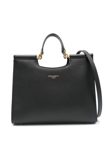 DOLCE & GABBANA - Black leather shoulder bag with DG logo