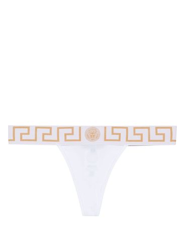 VERSACE - Slip in cotone stretch con bordo greca