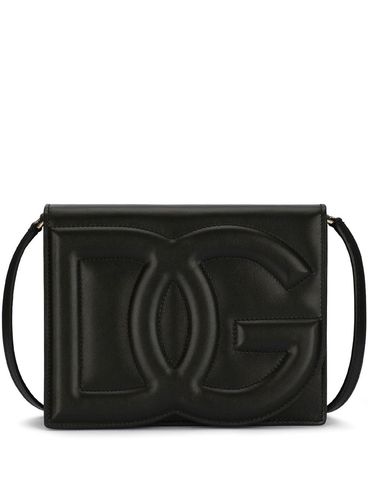 DOLCE & GABBANA - Black leather shoulder bag with DG logo