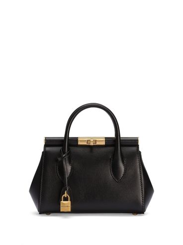 DOLCE & GABBANA - Black leather shoulder bag with DG logo