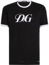 dolce & gabbana - T-shirt in cotone nero con stampa DG