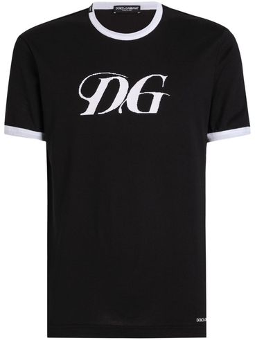 DOLCE & GABBANA - T-shirt in cotone nero con stampa DG