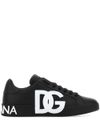 dolce & gabbana - Portofino sneakers in black calfskin leather with white logo