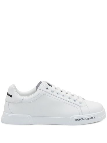 DOLCE & GABBANA - Sneakers Portofino in pelle bianca con scritta logo