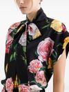 dolce & gabbana - Camicia nera a maniche corte con stampa floreale - 1