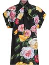 dolce & gabbana - Camicia nera a maniche corte con stampa floreale