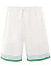 casablanca - Short in seta bianco con righe